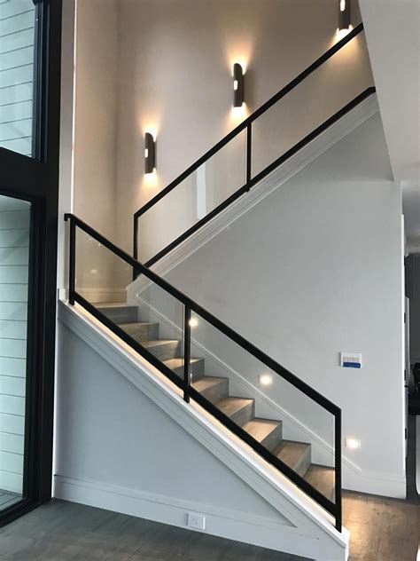 interior steel  glass railing  stairs  tiburon project spring home stairs design