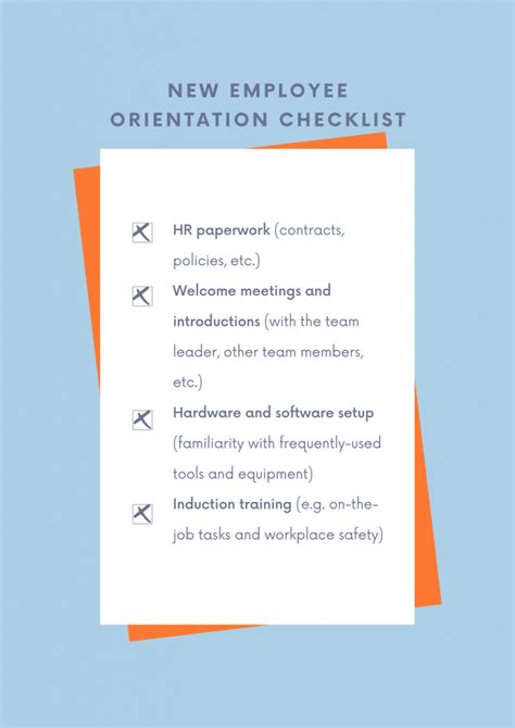 employee orientation checklist  guide  update