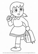 Doraemon Shizuka Drawing Draw Step Sketch Cartoon Drawingtutorials101 Doremon Drawings Sketches Tutorials Learn Disney Tranh Cute sketch template