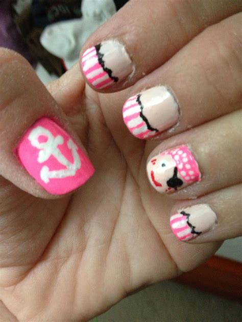 pink pirate nail art    cruise pirate nail art pirate