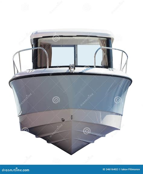 front view  motor boat isolated  white stock photography image