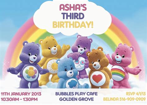 care bear birthday invitations custom photo invitations care bears