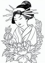 Geisha Japonais Colorier Chinois Gueisha Coloringpagesfortoddlers Getcolorings sketch template