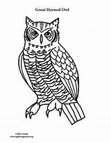 Horned Great Coloring Owl sketch template