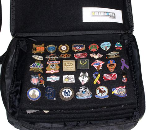 extra large collector lapel pin bag  page black  black piping