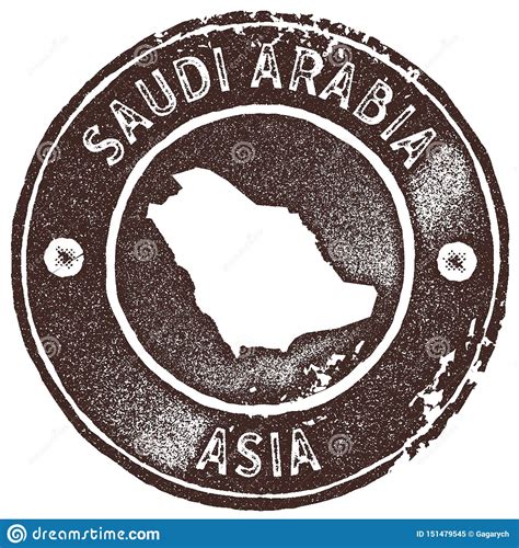 saudi arabia map vintage stamp stock vector illustration  insignia badge