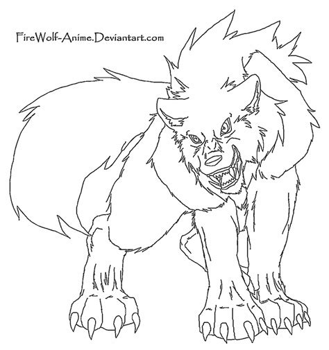 wolf lineart  firewolf anime  deviantart