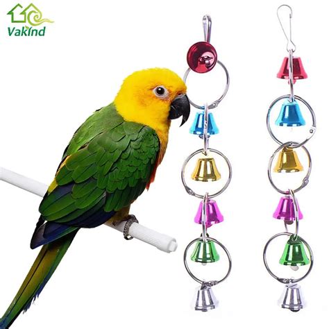 parrot bird toys metal ring bell hanging cage toys  parrot squirrel parakeet birds bird
