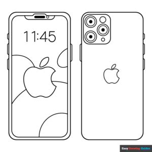 iphone coloring page easy drawing guides