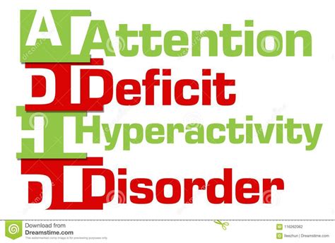 adhd attention deficit hyperactivity disorder red green stripes stock
