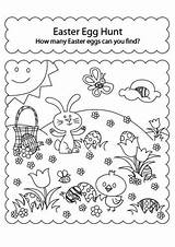 Easter Coloring Egg Pages Hunt Kids Printable Find Colouring Color Fun Printables Sheet Print A4 Vintage Work Spring Counting Required sketch template