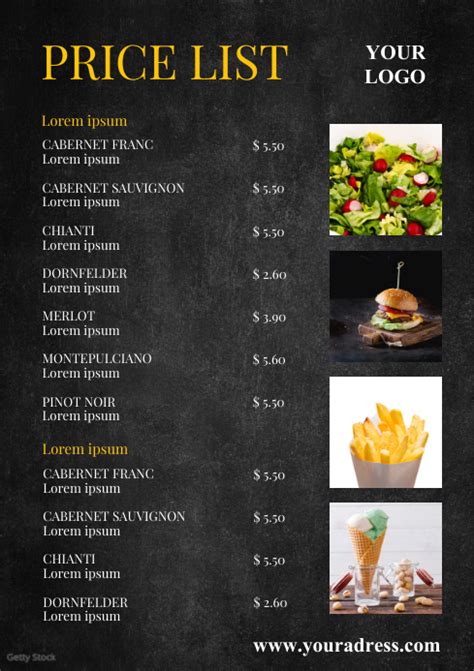 price list food restaurant menu card bbq ad template postermywall