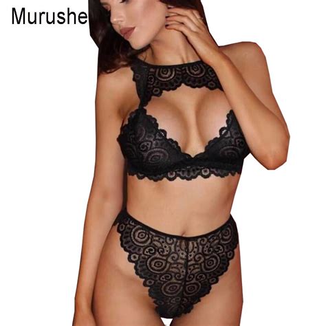 murushe plus size 3xl bra set women sexy embroidery floral lace thongs