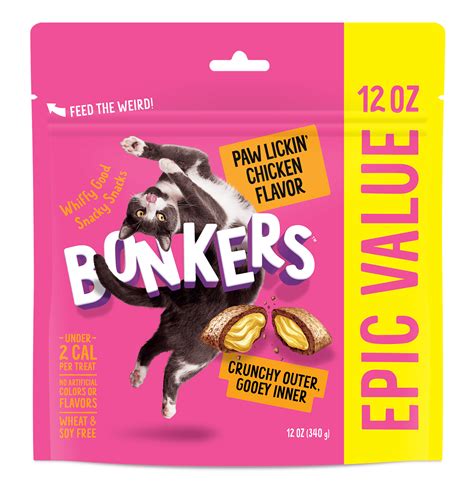 bonkers crunchy  soft cat treats paw lickin chicken flavor oz