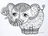 Coloring Pages Elephant Adult Mandala Tattoo Abstract Printable Sims Colouring Baby Doodle Animals Mandalas Cute Sheets Animal Ornamented Eyed Human sketch template