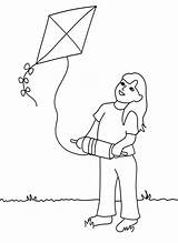 Kite Coloring Pages Flying Printable Kids sketch template