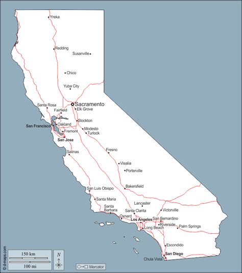 california  map  blank map  outline map  base map
