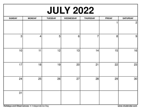 printable july  calendar  printable form templates