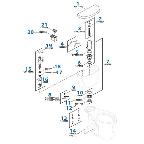 kohler toilet repair parts  diagram cimarron
