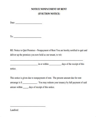 sample printable eviction notice forms   ms word