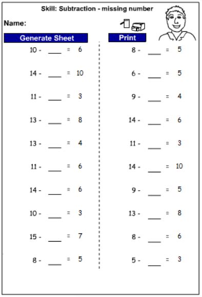addition  missing numbers worksheets