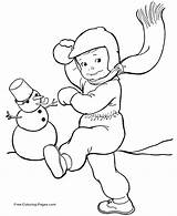 Coloring Winter Pages Printable Color Book Throwing Fun Snowballs Snowman Kids Sheets Print Snowball Help Season Printables sketch template
