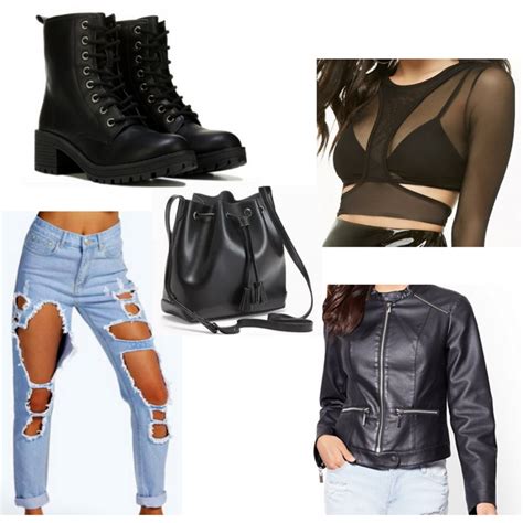 Ripped Jeans Black Top Leather Jacket Bucket Bag And