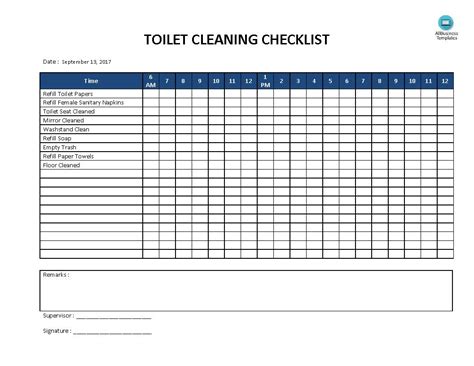 kostenloses toilet cleaning checklist