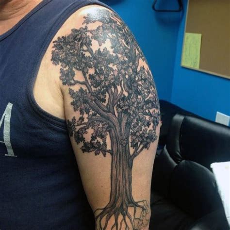 50 Oak Tree Tattoo Designs For Men Leaves And Acorns Oak Tree