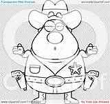 Cowboy Plump Sheriff Shrugging Outlined Coloring Clipart Vector Cartoon Cory Thoman sketch template