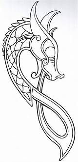 Dragon Viking Tattoo Celtic Outline Norse Drawing Vikingtattoo Designs Head Deviantart Nordic Symbols Symbol Dragons Pattern Tattoos Patterns Ship Line sketch template