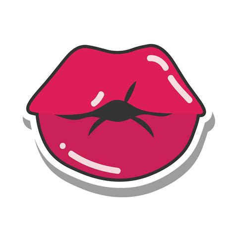 pop art mouth and lips sexy female kissing lips line and fill icon