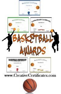 editable basketball certificates customize  print  home