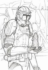 Cody Clone Commander Coloring Pages Trooper Template Sketch sketch template