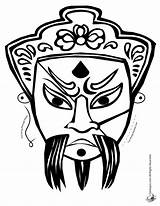 Coloring Pages Chinese Mask Masks Printable Man Opera Kids African Dragon Print Halloween Template Clipart Clip Easy Iron Printables Year sketch template