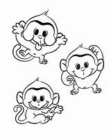 Coloring Pages Baby Monkey Cute Popular Printable sketch template