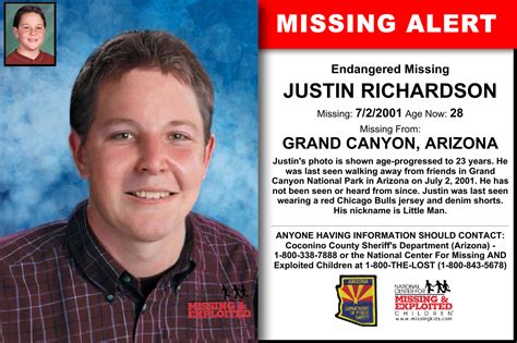 justin richardson age   missing  missing  grand canyon az
