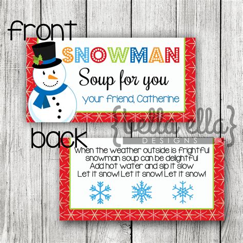 snowman soup bag topper printable