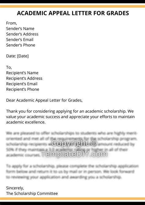 academic appeal letter  grades sample