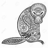 Platypus Coloring Australian Adult Totem Zentangle Pages Animals Animal Duck Doodle Tribal Billed Stress Vector Duckbill Anti Therapy Colouring Adults sketch template