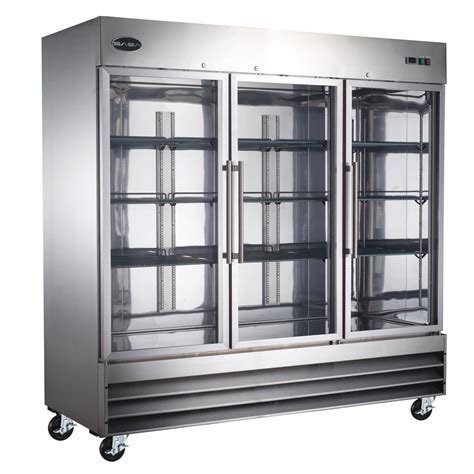 saba     cu ft  glass door commercial refrigerator  stainless steel  rg