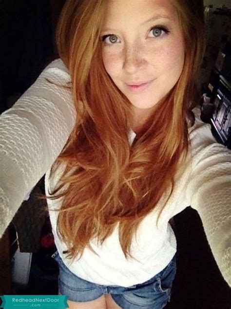 beautiful selfie    adorable freckles redhead  door