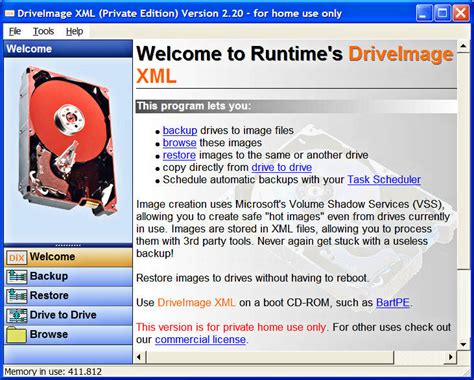 driveimage xml file extensions