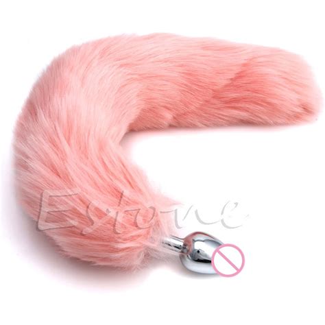 35cm romance adult love product pink fox tail butt metal