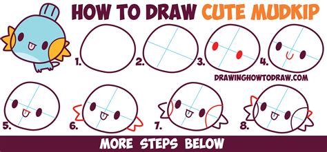 How To Draw Mudkip From Pokemon Cute Chibi Kawaii