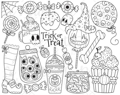 halloween candy clipart images trick  treat clip art etsy