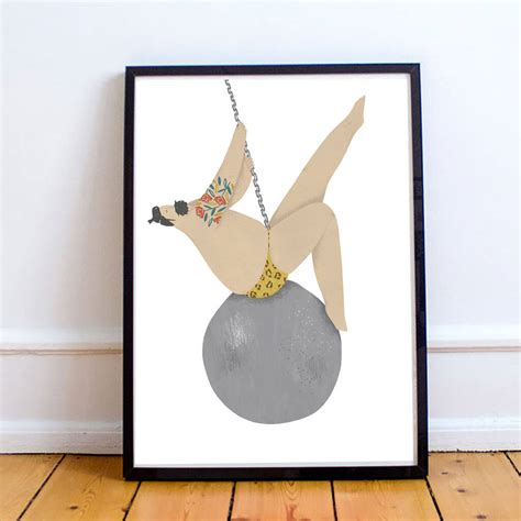 funny sexy wrecking ball illustrated print by elsa rose frere