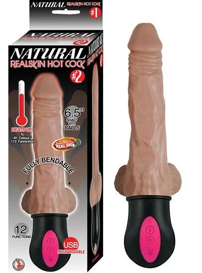 natural realskin hot cock 2 brown vibrating dildo on