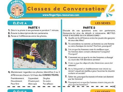 Les Sexes French Conversation Activity Teaching Resources