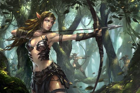 wallpaper fantasy art anime archer jungle comics mythology